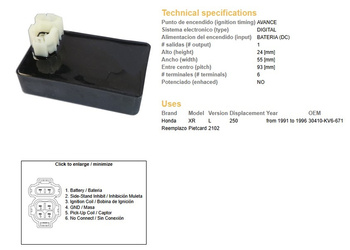 Dze moduł zapłonu cdi honda xr 250l`91-96 (30410-kv6-671)